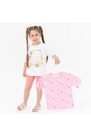 Пара футболок для дівчинки рожевий стретч-кулір