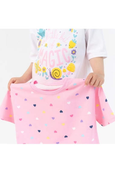 Пара футболок для дівчинки рожевий стретч-кулір - 1