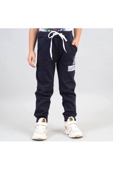 Штани теплі на хутрі темно-синій трикотаж на хутрі