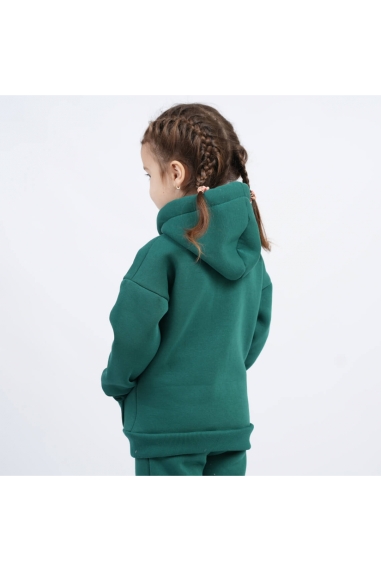 Костюм теплий  для дівчинки смарагдовий тринитка на флісі - 1