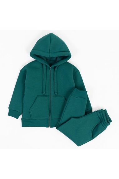 Костюм теплий  для дівчинки смарагдовий тринитка на флісі - 2