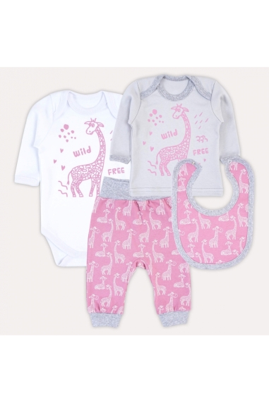 Комплект для малят Жирафи рожевий інтерлок