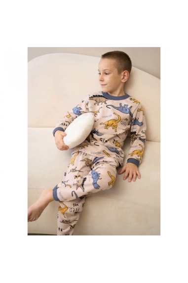 Піжама для  хлопчика Діно бежевий начіс (футер)