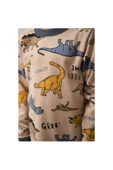Піжама для  хлопчика Діно бежевий начіс (футер) - 1