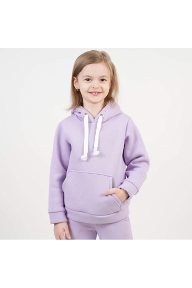 Костюм теплий для дівчинки бузковий тринитка на флісі - 1