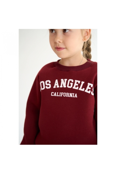 Костюм теплий для дівчинки бордо тринитка на флісі - 2