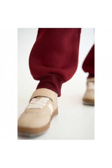 Костюм теплий для дівчинки бордо тринитка на флісі - 3