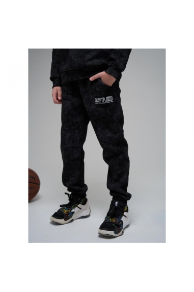 Теплі брюки для хлопчика чорний тринитка на флісі - 2