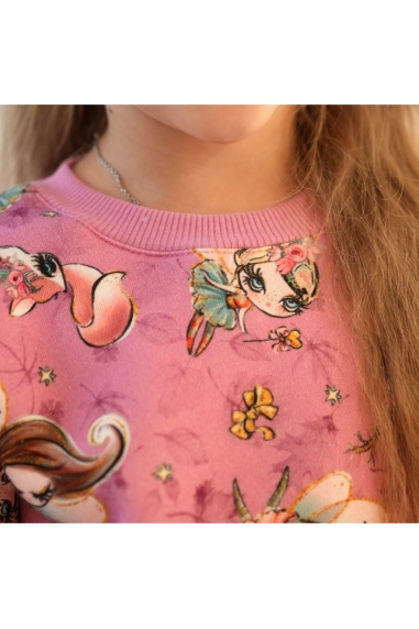 Джемпер теплий для дівчинки Мавки рожевий тринитка на флісі - 1