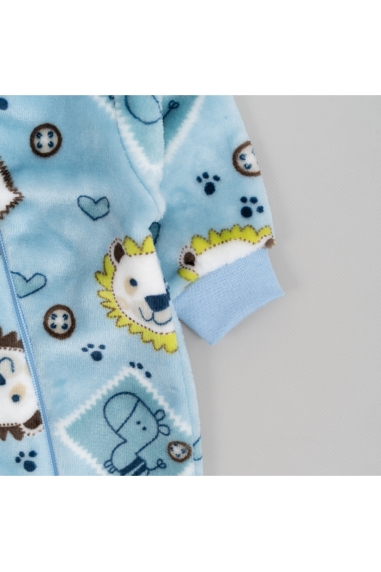 Пухнастий комбінезон для малят Левеня блакитний велсофт - 2