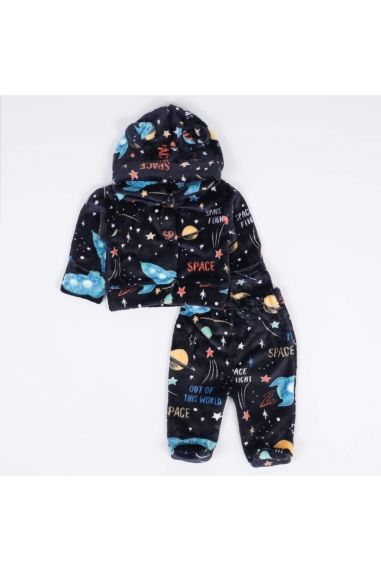 Костюм для новонароджених з вушками темно- синій велсофт