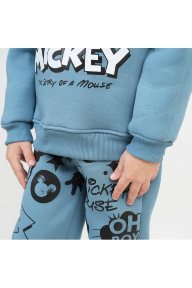 Костюм для хлопчика бірюза тринитка на флісі - 2