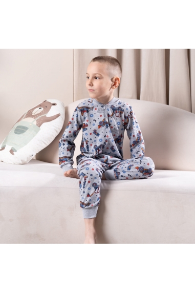 Піжама-комбінезон для хлопчика Будівельна Техніка сірий кулір