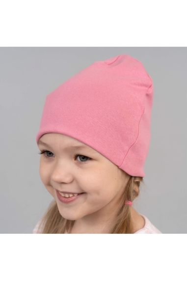 Шапка подвійна для дівчинки однотонна рожевий стрейч