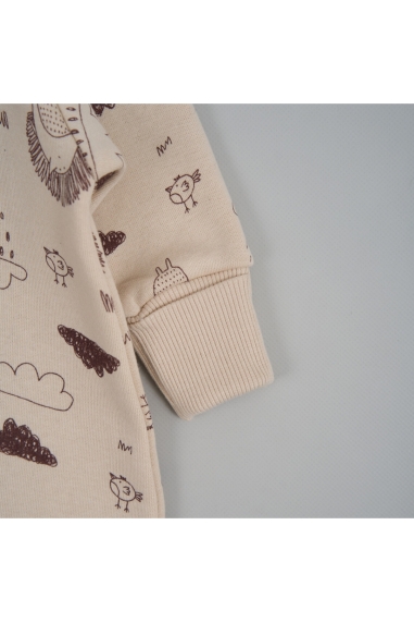 Комбінезон для малят  Лісові Звірята молочний тринитка на флісі - 1