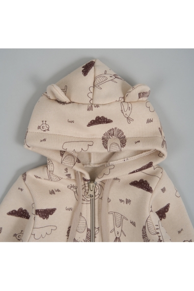 Комбінезон для малят  Лісові Звірята молочний тринитка на флісі - 3