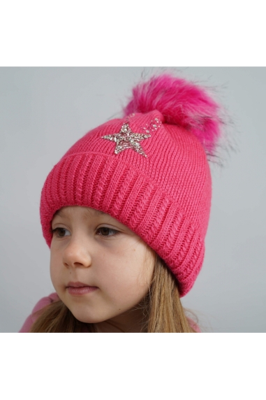 Шапка на флісі для дівчинки мишиний в‘язка - 1