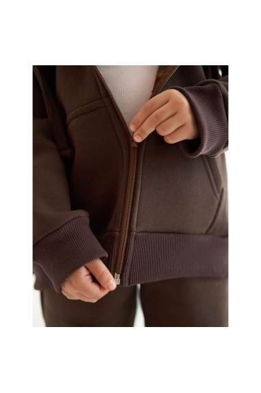 Теплий костюм для дівчинки шоколад тринитка на флісі - 2