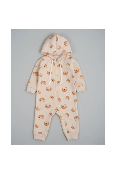 Комбінезони для новонародженних Ведмедики молочний тринитка на флісі