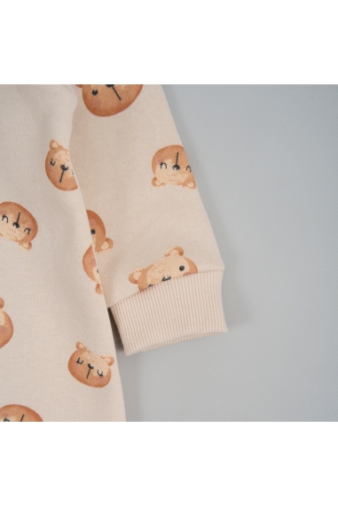 Комбінезони для новонародженних Ведмедики молочний тринитка на флісі - 2