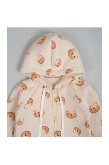 Комбінезони для новонародженних Ведмедики молочний тринитка на флісі - 3