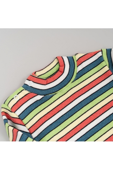 Боді теплий в полоску салатовий рубчик з начісом - 1