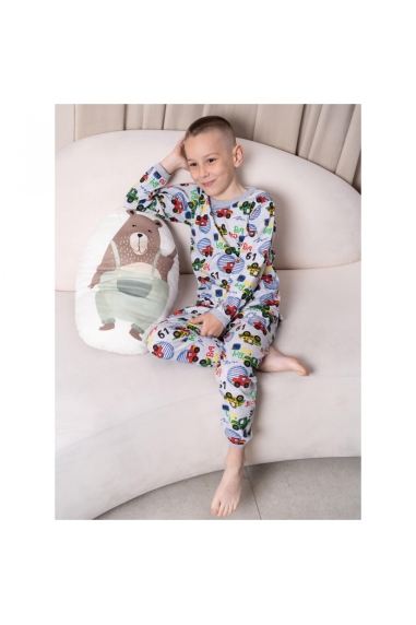 Піжама для хлопчика Машини сірий кулір пеньє