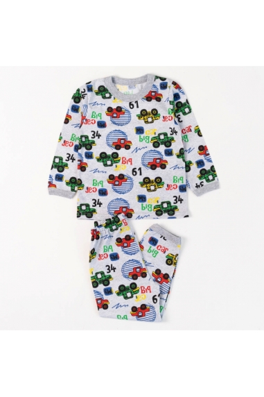 Піжама для хлопчика Машини сірий кулір пеньє - 1
