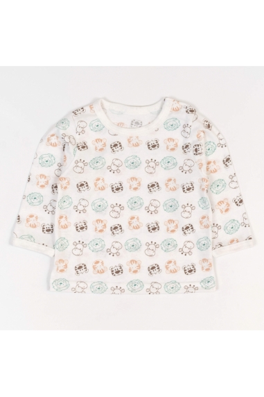 Футболка ясельна з довгим рукавом Звірята молочний кулір