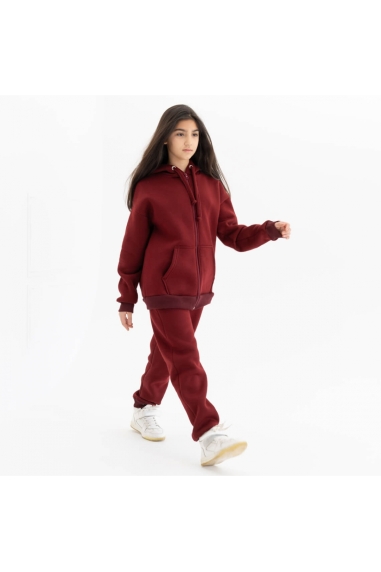 Костюм  для дівчинки бордо тринитка на флісі - 1