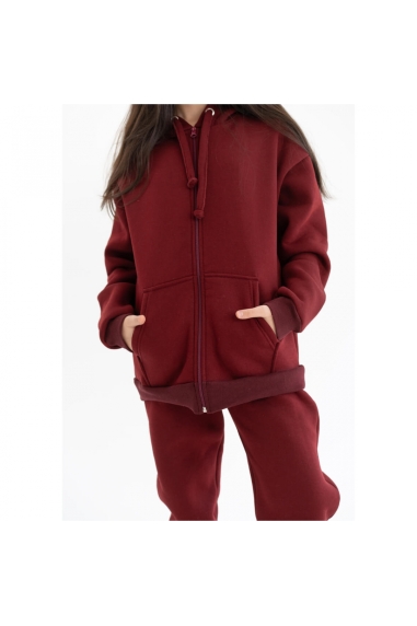 Костюм  для дівчинки бордо тринитка на флісі - 3