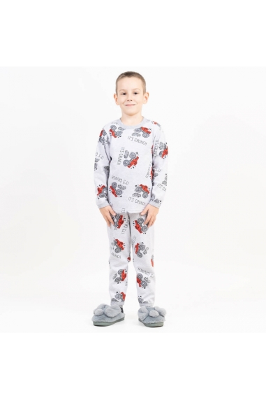 Піжама для хлопчика сірий Машини начіс (футер)