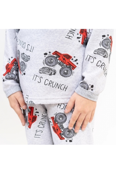 Піжама для хлопчика сірий Машини начіс (футер) - 1