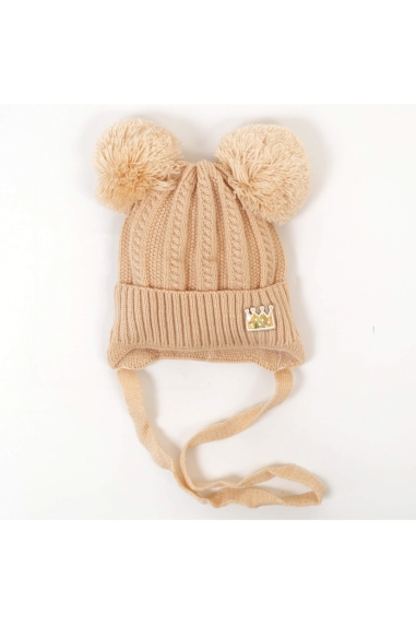 Шапочка для дівчинки бежевий в'язка