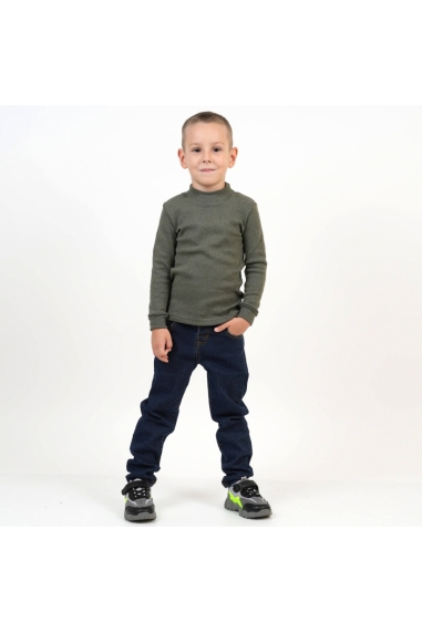 Гольф для хлопчика хакі щільний стретч з начісом - 1