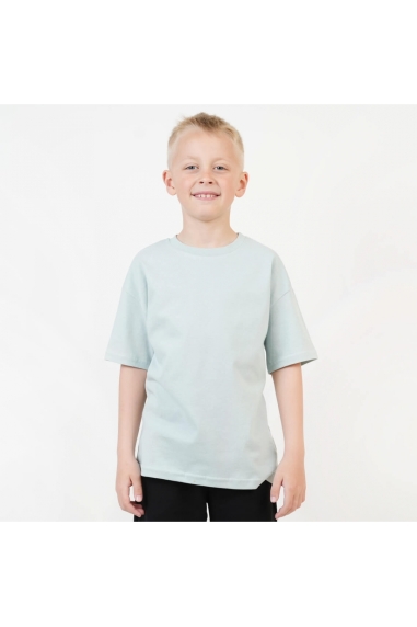 Футболка для хлопчика оверсайз однотонна сіро-зелений кулір