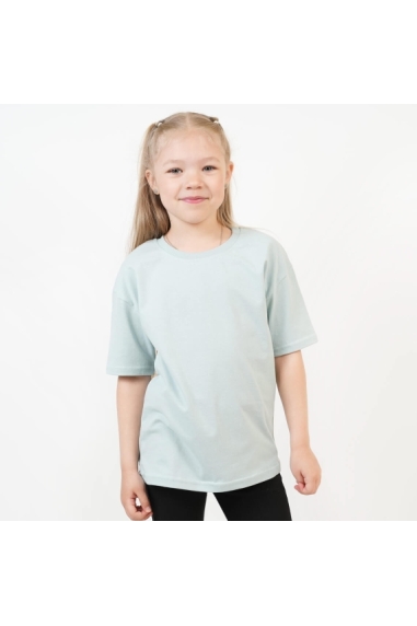 Футболка для хлопчика оверсайз однотонна сіро-зелений кулір - 1