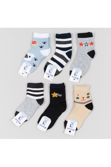 Шкарпетки для хлопчика сірий бавовна - 1