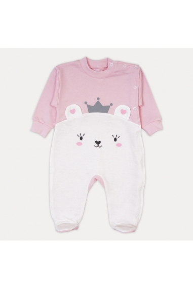 Комбінезон для дівчинки Мишка у короні рожевий начіс (футер)