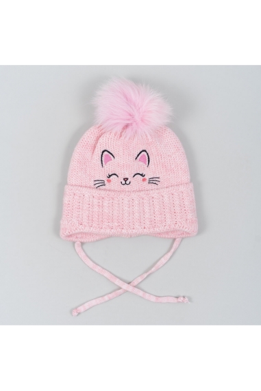 Шапка для дівчинки рожевий пастель в'язка