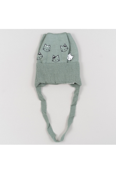 Шапочка для хлопчика сіро-зелена в'язка