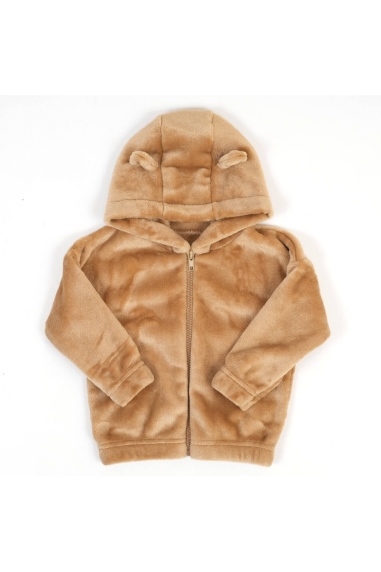 Куртка для малят пухнаста з вушками карамель велсофт - 3