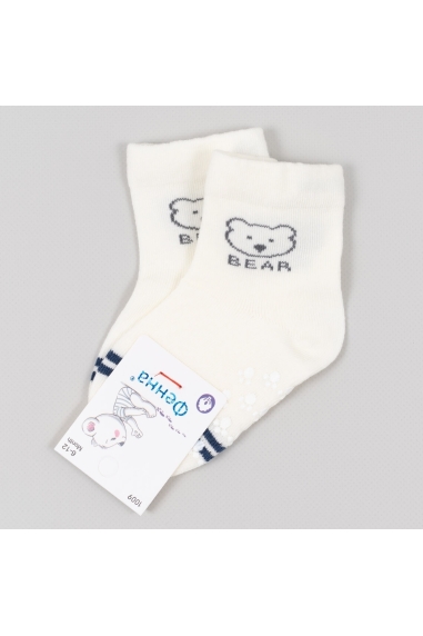 Шкарпетки з антиковзанням для малят білий бавовна - 1