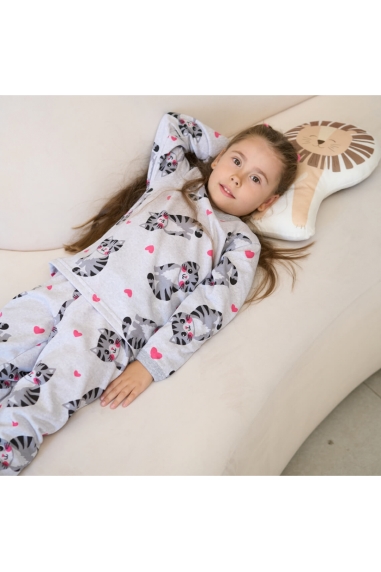 Піжама для дівчинки Киці сірий начіс (футер)