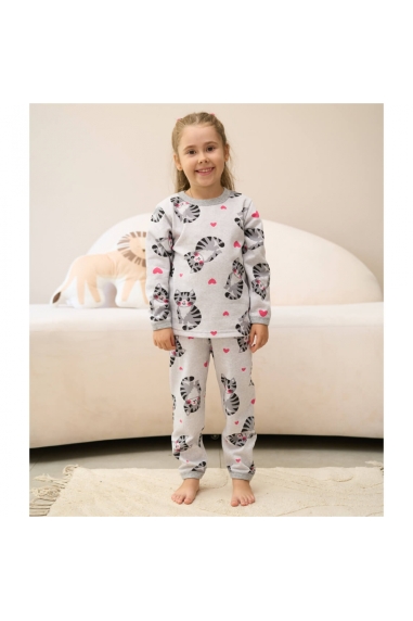 Піжама для дівчинки Киці сірий начіс (футер) - 4
