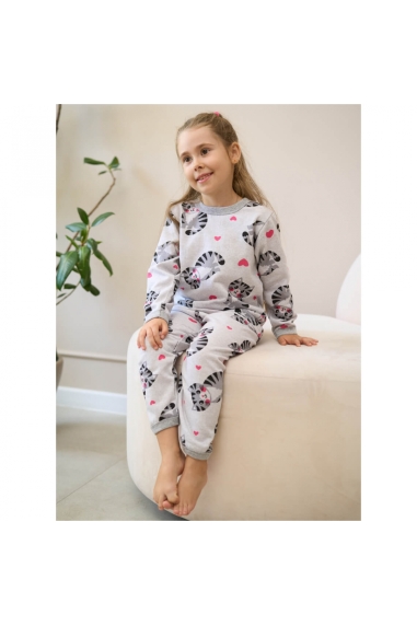 Піжама для дівчинки Киці сірий начіс (футер) - 5