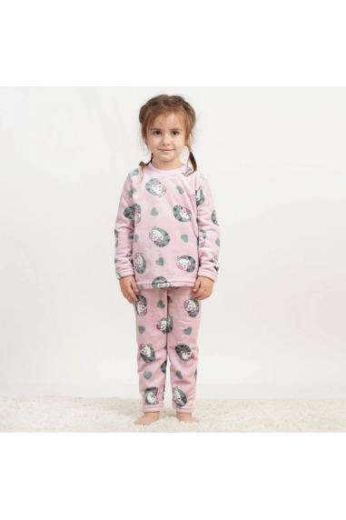 Піжама для дівчинки Киці рожевий велсофт