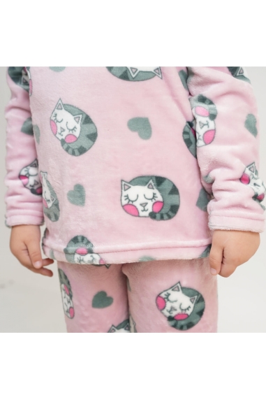 Піжама для дівчинки Киці рожевий велсофт - 3