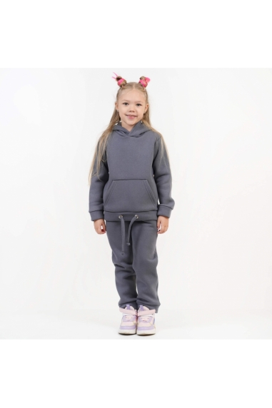 Костюм теплий для дівчинки графіт тринитка на флісі