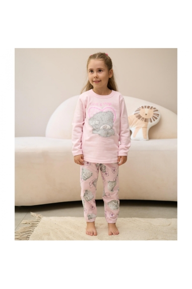 Піжама  для дівчинки Ведмедик Теді рожева начіс(футер) - 1